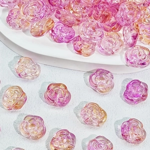 Feenstil Rosenblüten Glasperlen mit Farbverlauf für DIY Schmuck und Halsketten