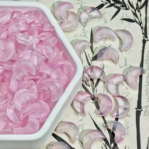 Translucent crescent moon beads in light pink for DIY necklace and jewelry making