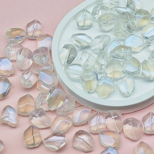 Irregular translucent glass beads with iridescent finish for DIY jewelry making