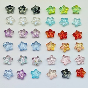 DIY Colored Glaze Star Bow Beads Handmade Jewelry Making Material Pentagram Glass Beads For Bracelets Hairpin DIY Craft
