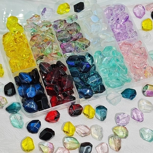 Colorful faceted glass beads for DIY jewelry making with transparent storage box