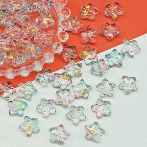Star-shaped handmade glass beads with gold foil inlay for jewelry DIY projects
