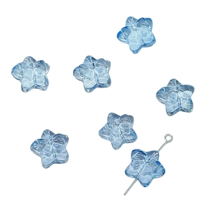 Light blue pentagram glass beads for DIY jewelry making with textured surface and thru-hole