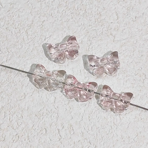 Pink glass bow beads 14x10mm for DIY jewelry making and handmade craft accessories
