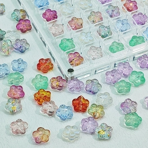 Colorful translucent cherry blossom flower beads in macaron tones for DIY jewelry making