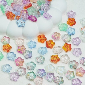 Transparent Gradient Lampwork Glass Sakura Flower Beads For DIY Jewelry Making Bracelet Necklace Handcrafted Crafting Materials