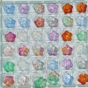 Transparent gradient cherry blossom glass beads in assorted colors for DIY jewelry making