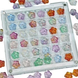 36-grid clear box set of colorful gradient glass cherry blossom beads for DIY jewelry