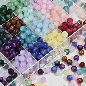 Ronde Crackle Glazen Kralen Voor Sieraden Maken DIY Armband Ketting Accessoires Gekleurd Glazuur Ronde Kralen Gemengde Kleur