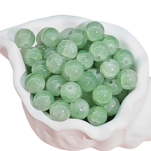 10mm lichtgroene doorschijnende glazen kralen met ijscraquelé voor DIY-armbanden