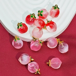 Peach Shape DIY Resin Pendant Alloy Fruit Charms For Jewelry Making Handmade Necklace Bracelet Earrings Pendant Only