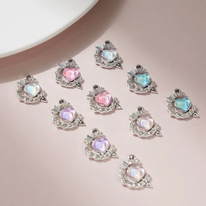 Colgante de Corazón Flecha de Cupido de Aleación de Ensueño Charm Strass Accesorios de Joyería DIY para Pendientes Pulsera