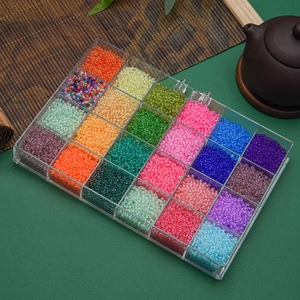 DIY 24-color 3mm glass seed bead set in organized storage box for jewelry making
