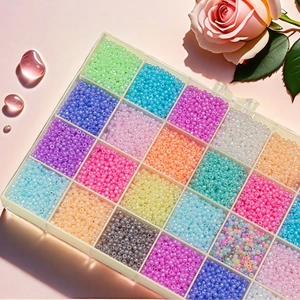 24 Farben 3mm bunte Glasperlen in einer klaren Aufbewahrungsbox für DIY Handwerk