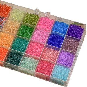 3mm glass seed bead kit with 24 colors in transparent storage box for DIY jewelry making