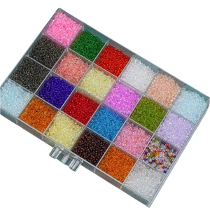 24-grid set of 3mm colorful glass seed beads in storage box for DIY jewelry making