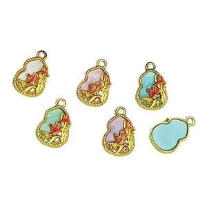Traditional Chinese style gourd pendants in vibrant enamel and golden alloy finish