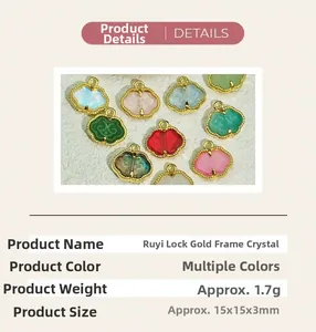 Tableau détaillé présentant de petits pendentifs Ruyi de 15mm en cristal pour bijoux DIY