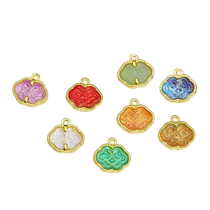 Lot de 8 pendentifs nuages Ruyi colorés avec cadres dorés pour la création de bijoux DIY