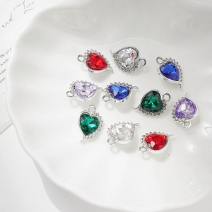 Pendentif en Alliage en Forme de Cœur avec Strass pour Fabrication de Bijoux DIY Collier Bracelet Rétention Couleur UV