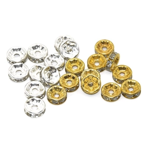 Distanziatori con strass oro e argento 6mm 8mm per creazione gioielli fai da te