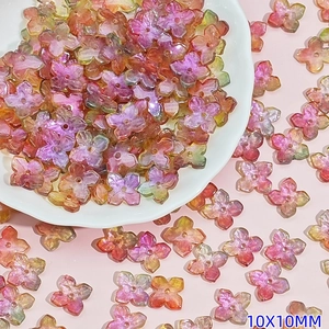 Macro shot of 10mm gradient Czech glass flower beads for DIY jewelry making
