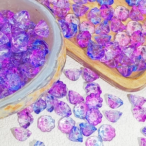 Handmade Chinese style gradient purple and blue lotus glass beads for DIY jewelry making