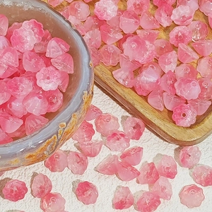 Pink frosted resin lotus flower beads for DIY jewelry and hair accessories crafting