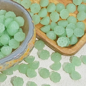 DIY light green lotus pod charms in glass for handmade jewelry and hair accessories