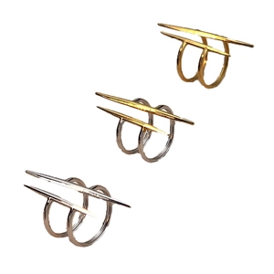 Anillos minimalistas de acero inoxidable de doble banda en oro, rosa y plata