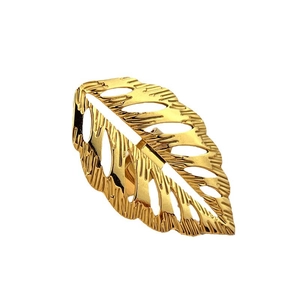 Elegant gold monstera leaf ring featuring a minimalist openwork stainless steel design