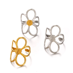 Minimalistische verstellbare Gänseblümchen Ringe aus Titanstahl in Gold und Silber