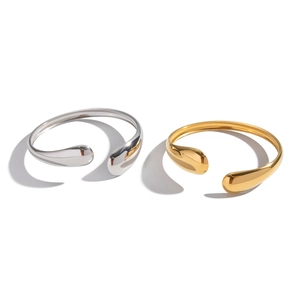 Polierter Armreif aus 18K Gold und Silber Edelstahl mit Tropfendesign