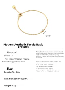 Detailspezifikationen für minimalistisches Goldarmband mit einem 4mm blauen Zirkonstein