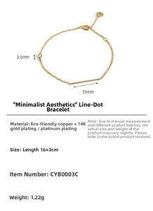 Dettaglio del bracciale placcato oro 14K con cristallo da 3,5mm e barra in metallo