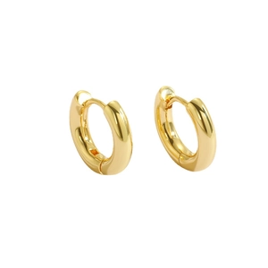 Minimalist 18K gold plated hoop earrings with high-polish finish on white background
