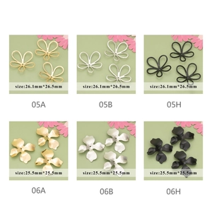 Six styles of flower metal jewelry parts in gold silver and black for DIY earrings