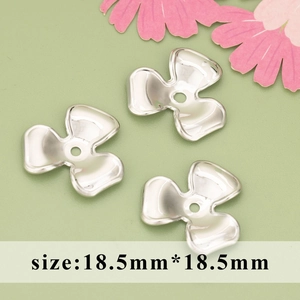 Polished silver floral metal beads for DIY jewelry with 18.5mm diameter size
