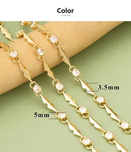 Nahaufnahme der 18K Goldkette mit 5mm Zirkonia-Steinen und 3,5mm Gliedbreite