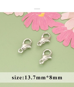 Three silver lobster clasps for jewelry making, 13.7mm x 8mm size for pearl necklaces
