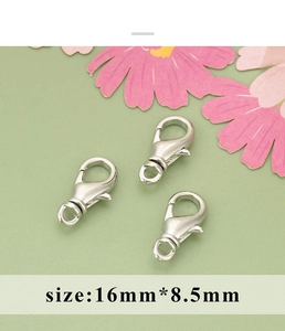Detailed view of 16mm x 8.5mm lobster clasp jewelry connector with rotating base ring