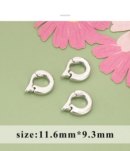 Detailed view of silver lobster clasp connector for DIY jewelry size 11.6mm x 9.3mm