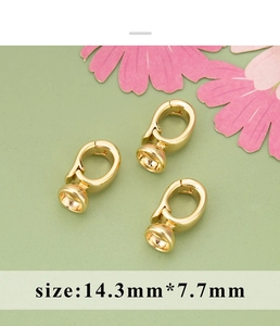 Golden lobster clasp connector with cup peg for DIY pearl necklace jewelry making 14.3x7.7mm