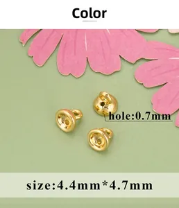 Macro view of 4.7mm gold-plated pearl bead caps with 0.7mm hole for DIY jewelry making