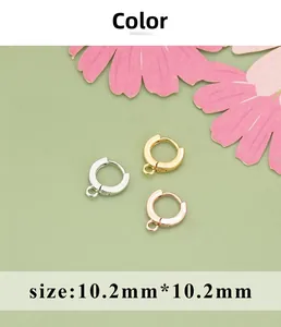 Close-up of 10.2mm gold and silver DIY earring hoops with attachment loops