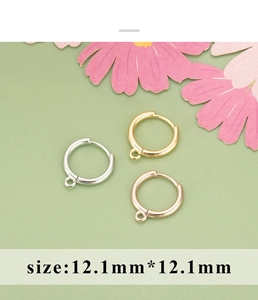 Three-color 12.1mm gold plated copper DIY earring loops with hanging holes
