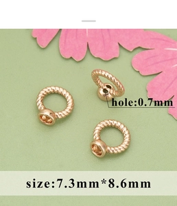 Macro shot of rose gold rope texture link rings for DIY jewelry making 7.3mm x 8.6mm