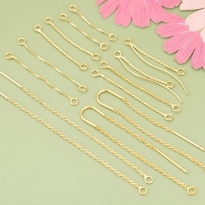 Copper Gold Plated Earring Findings Connectors Ear Wire Chain Twisted Bar For DIY Jewelry Making Handmade Earring Accessories