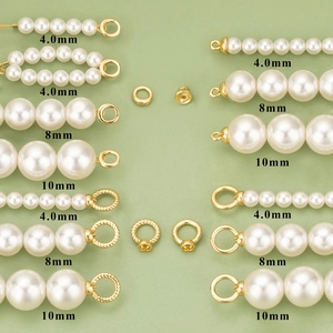 Gold plated pearl connector loops in 4mm, 8mm, and 10mm sizes for DIY jewelry making