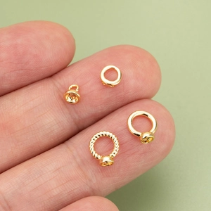 Gold plated bead tips and jump rings for DIY pearl necklace jewelry making accessories